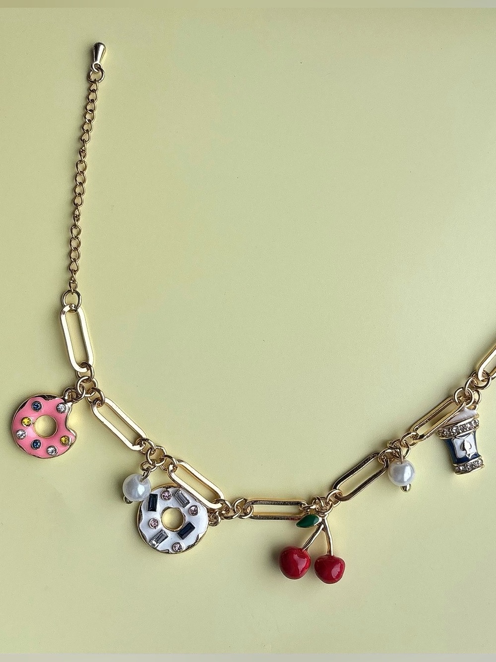 Gold-Tone Cherry & Donut Charm Bracelet - Women Jewelry